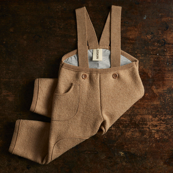 Baby & Kids Boiled Merino Wool Pocket Dungarees Caramel MamaOwl