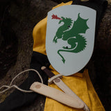 Wooden Small Curved Dragon Shield - White
