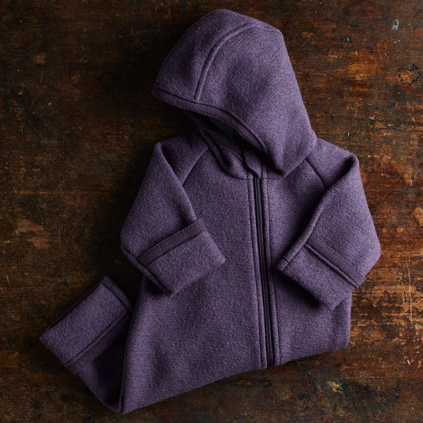 Baby Kids Boiled Merino Wool Zip Overall in purple sizes newborn