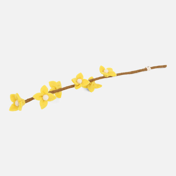 Handmade Felted Wool Flowers on Stalk - Light Yellow