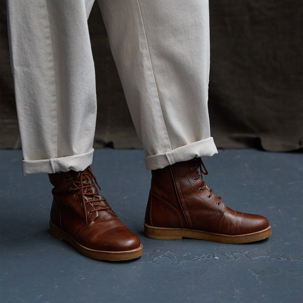 Women's Leather Lined Lace-up/Zip Boots in brown EU 37