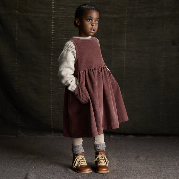 Children's Cotton Corduroy Dress in brown - sizes 1-12 years