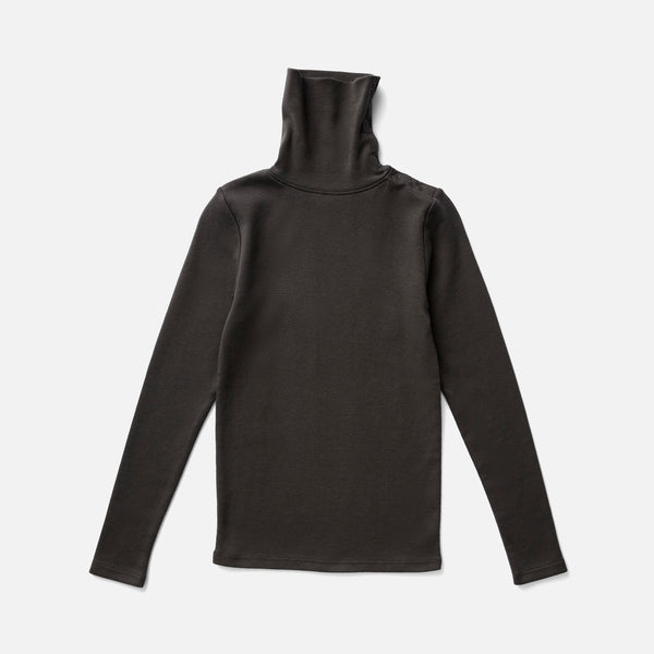 Pima Cotton Snap Turtleneck - Shale – MamaOwl