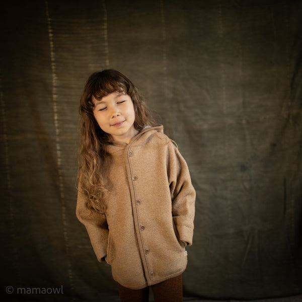 Baby/Kids' Boiled Merino Wool Jacket in beige sizes mth-10 yrs
