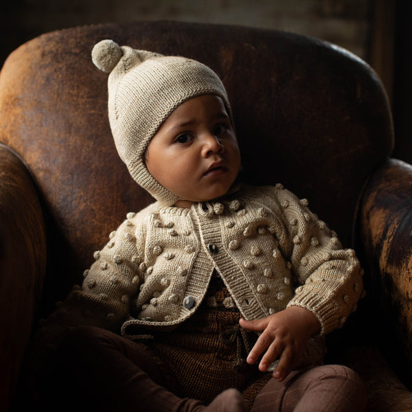 Baby & Kids Hand Knit Merino Wool Pointy Peak Hat - Alabaster