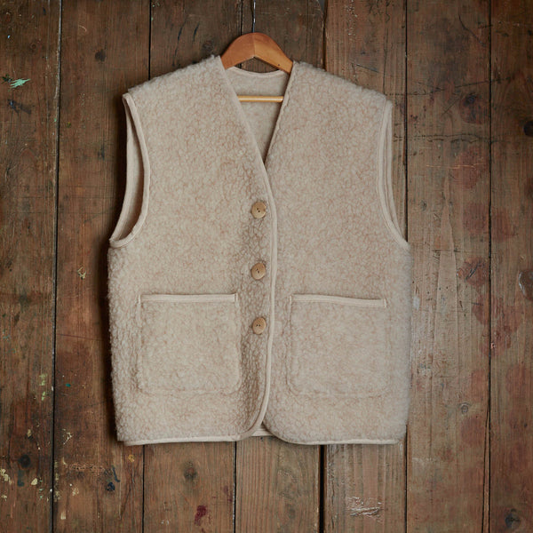 Women's Wool Teddy Fleece Vest in beige - sizes Small to XL – MamaOwl