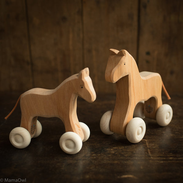 Buy Wooden Baby Horse on Wheels Toy Online