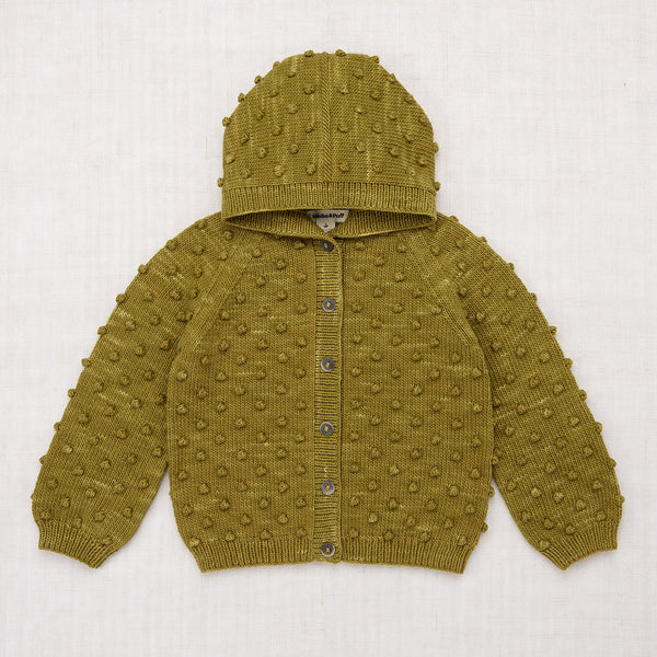 Hand Knit Pima Cotton Hooded Popcorn Cardigan - Tarragon – MamaOwl