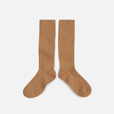 Adult's Cotton Knee Socks - Caramel