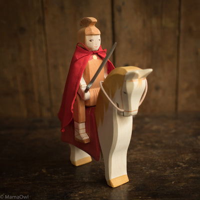 Handcrafted Wooden St Martin's Knight with Cape & Sword