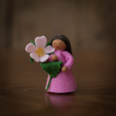 Handmade Wool Fairy Holding Flower - Sweet Briar