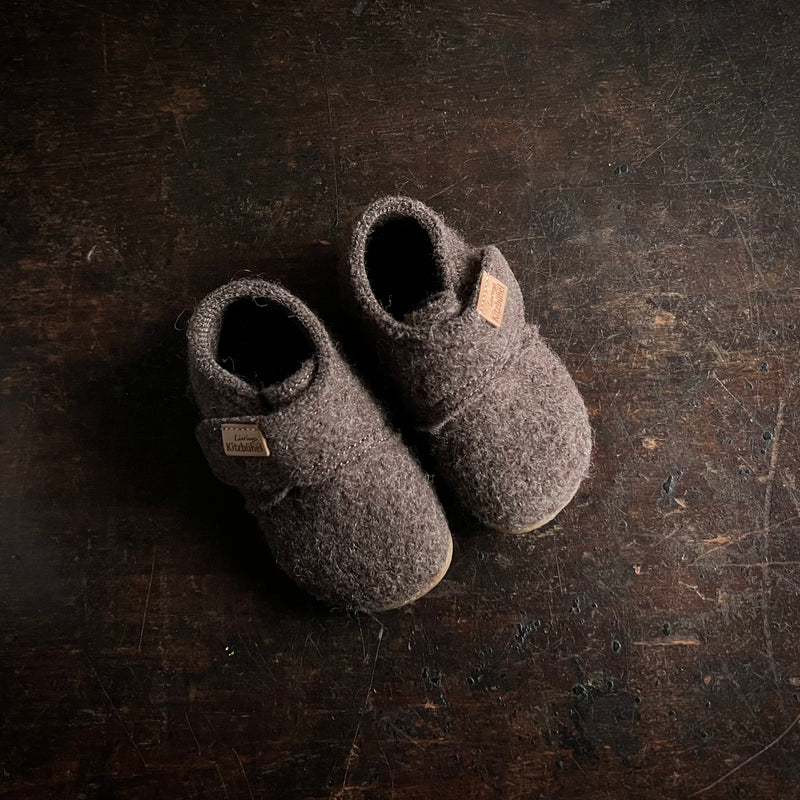 Boiled Wool Slipper Shoe - Light Brown