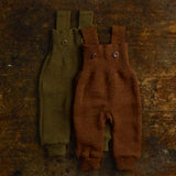 Baby Merino Wool Dungarees - Seaweed