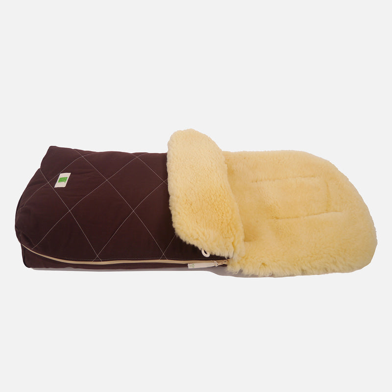 Cotton/Sheepskin Universal Pushchair Footmuff - Brown