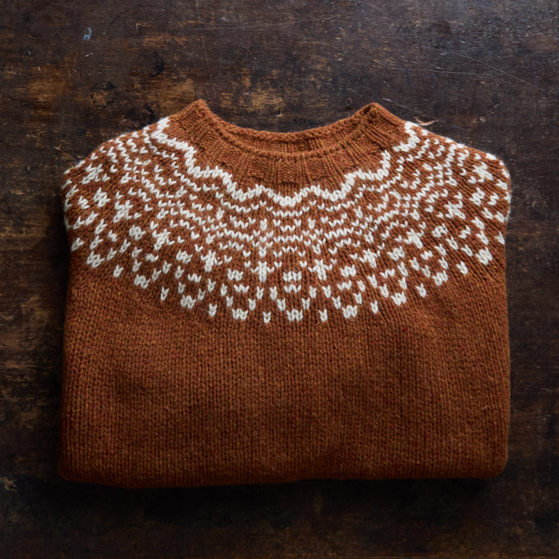 Cropped Isle Women's Sweater - Donegal Wool - Cinnamon