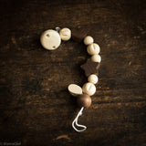 Wooden Pacifier Clip/Holder with Star & Moon