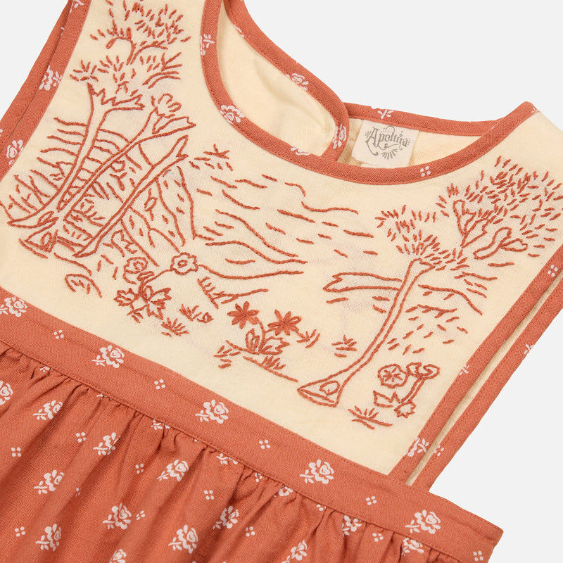 Kids Cotton Embroidered Bibi Pinafore - Mountain Calico Jam