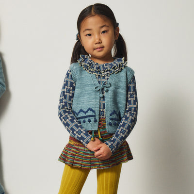 Kids Hand Knit Merino Wool Zig Zag Vest - Slate