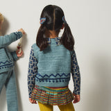 Kids Hand Knit Merino Wool Zig Zag Vest - Slate
