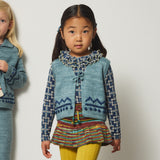 Kids Hand Knit Merino Wool Zig Zag Vest - Slate