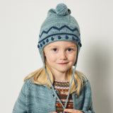 Kids Hand Knit Zig Zag Pointy Peak Hat - Slate