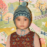 Kids Hand Knit Zig Zag Pointy Peak Hat - Slate