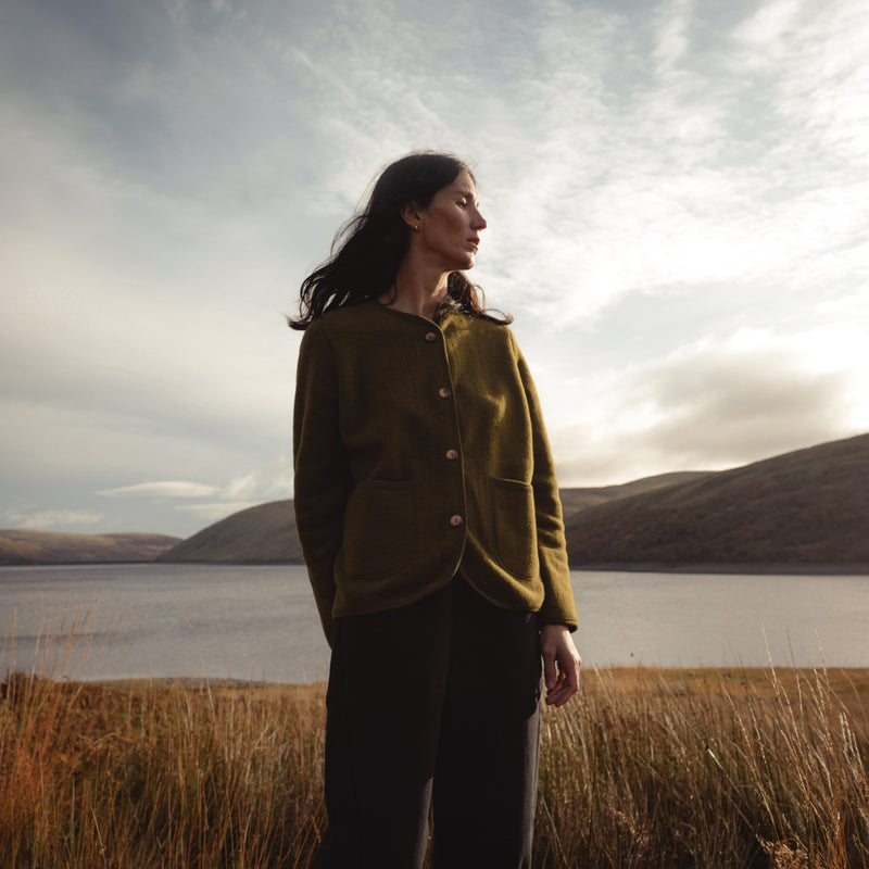 Harrier Women’s Jacket - Merino Wool Fleece - Seaweed