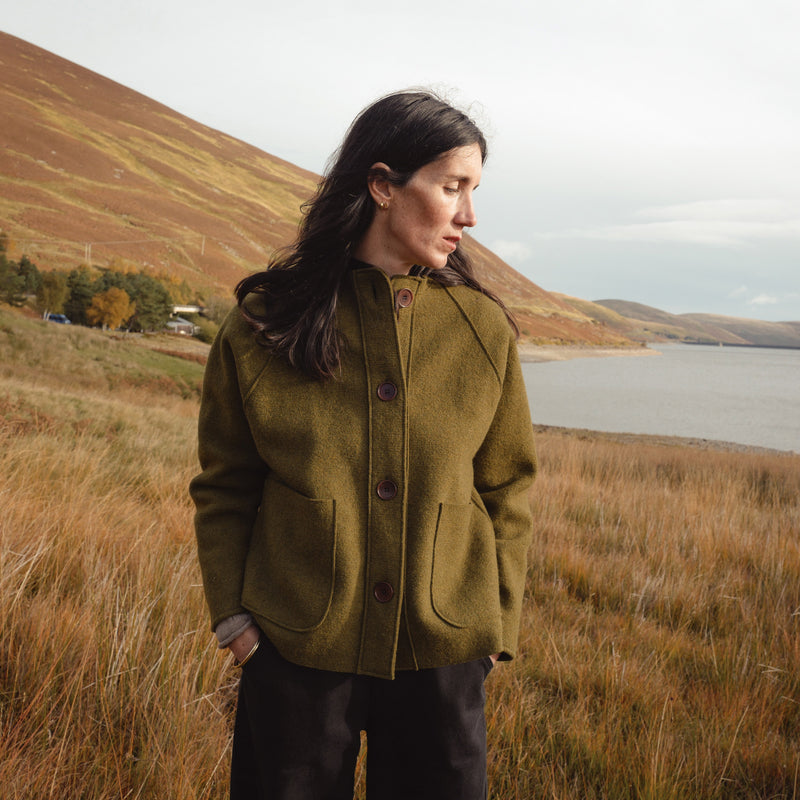 Creek Women's Jacket - Boiled Merino Wool - Seaweed