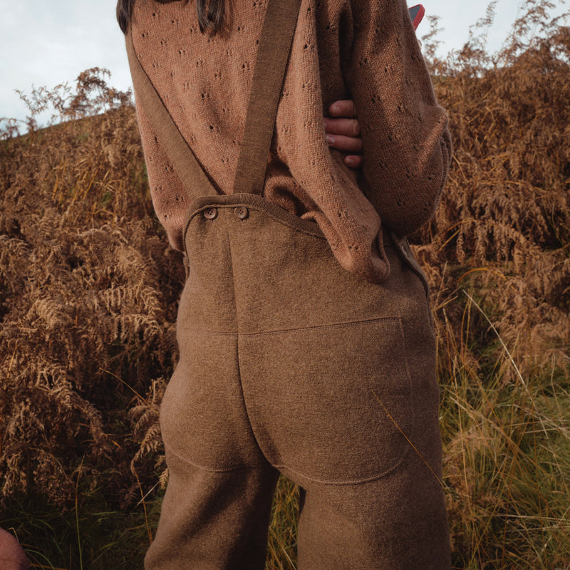 Roam Women's Trousers/Dungarees - Boiled Merino Wool - Hazelnut