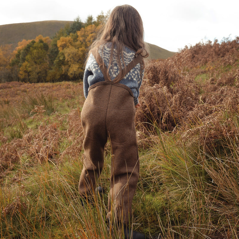 Baby & Kids Pocket Dungarees - Boiled Merino Wool - Hazelnut