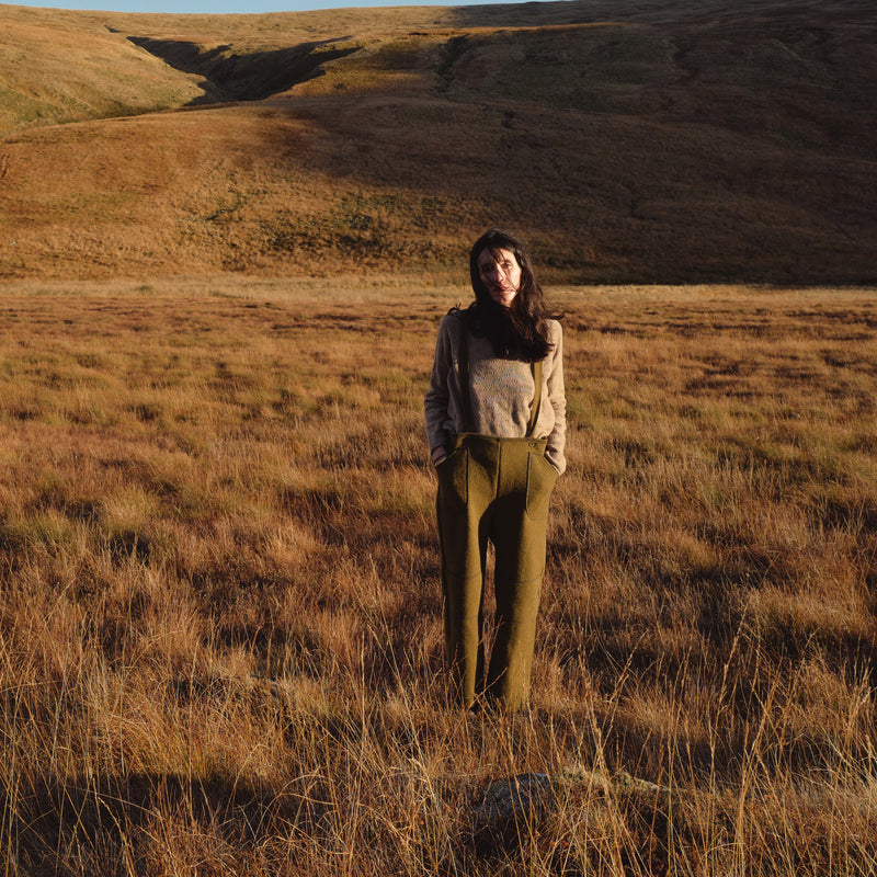 Roam Women's Trousers/Dungarees - Boiled Merino Wool - Seaweed
