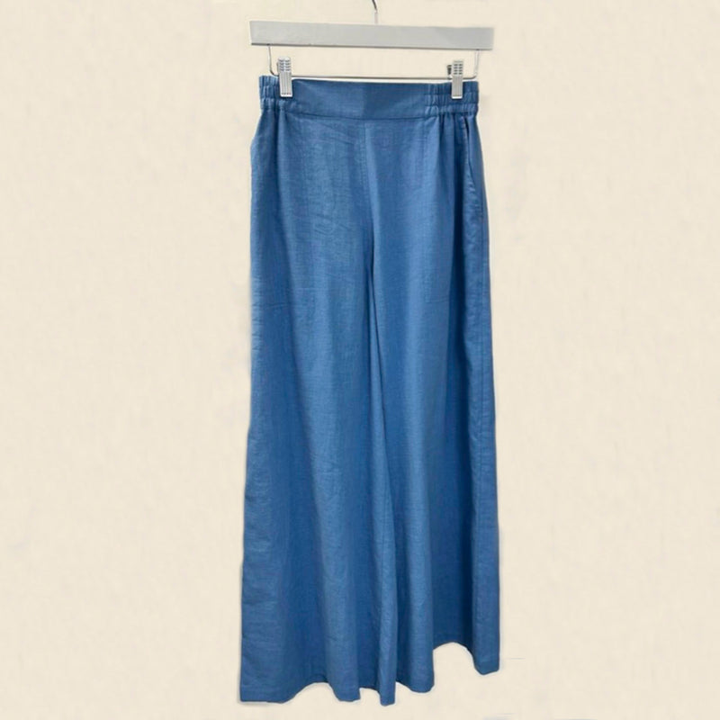 Womens Linen/Cotton Amber Trousers - Blue