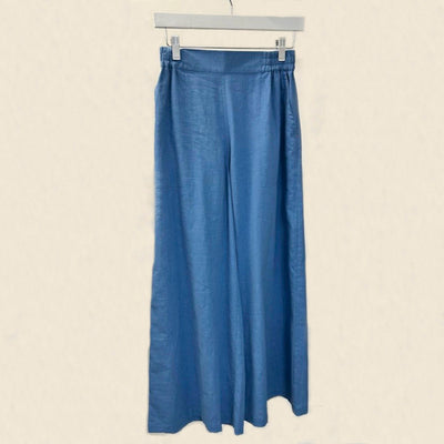 Womens Linen/Cotton Amber Trousers - Blue
