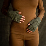 Adults Fingerless Gloves - Donegal Merino Wool - Lichen