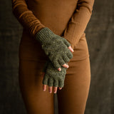 Adults Fingerless Gloves - Donegal Merino Wool - Lichen