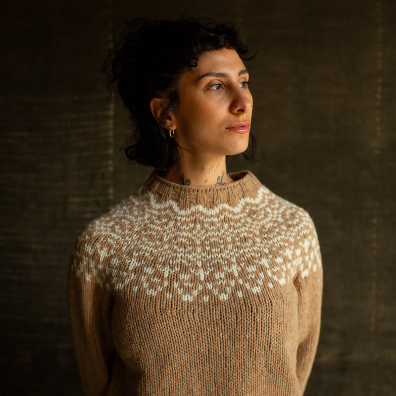 Womens Isle Sweater - Donegal Wool - Sand