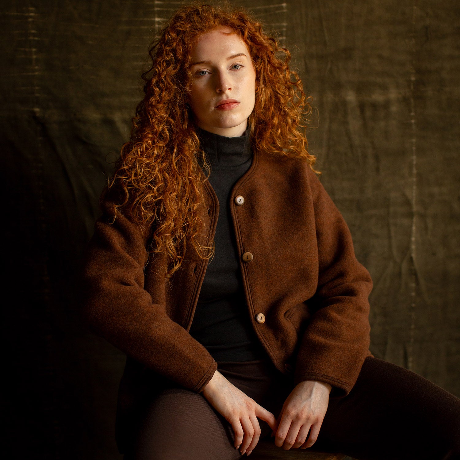 Women's Merino Wool Fleece Jacket in brown - sizes UK6-16 – MamaOwl