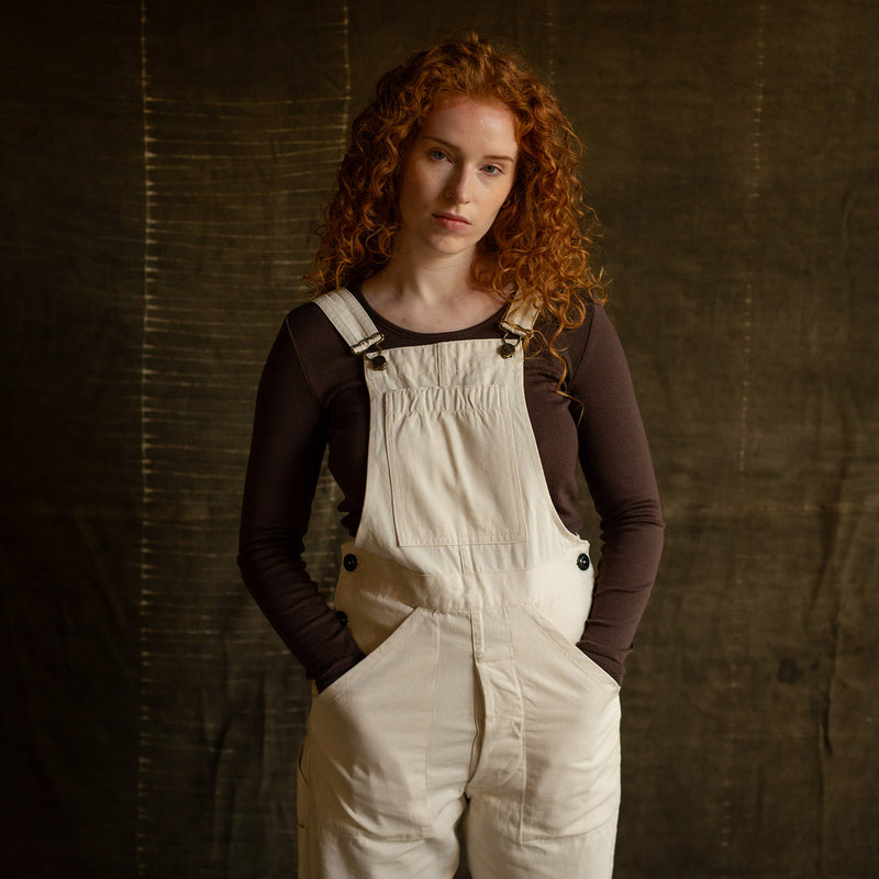 Adults Cotton Twill Dungarees - Natural