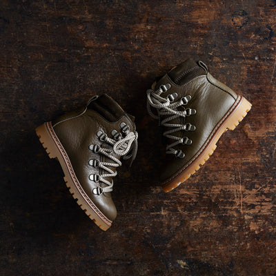 Kids Lace Boots w/Track Sole - Dark Olive