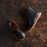 Kids Leather Chelsea Boots w/ Zip - Dark Brown