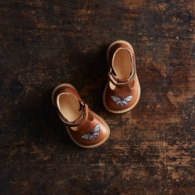 Toddler T-Bar Moth Shoes - Cognac