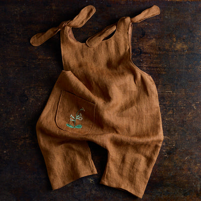 Baby & Kids Linen Ariadne Romper - Brick
