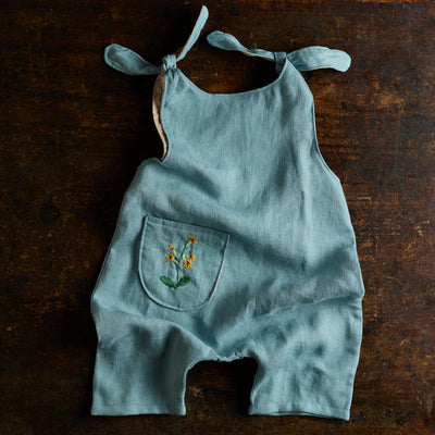Baby & Kids Linen Ariadne Romper - Lake