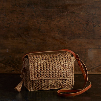 Hand Crocheted Raffia Alexa Bag - Tea