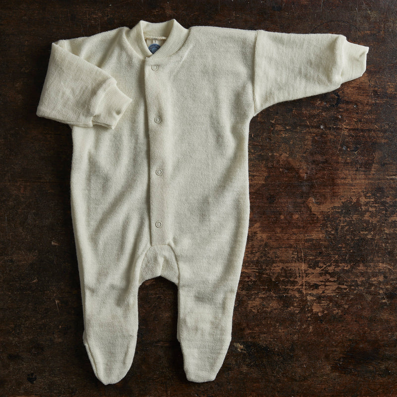 Baby Merino Wool Terry Pyjamas - Natural