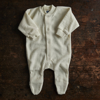 Baby Merino Wool Terry Pyjamas - Natural
