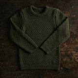 Merino Wool Aran Jumper - Olive