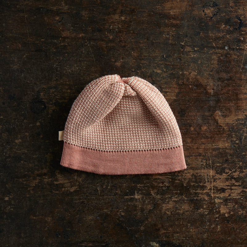 Merino Wool Beanie - Rose/Natural