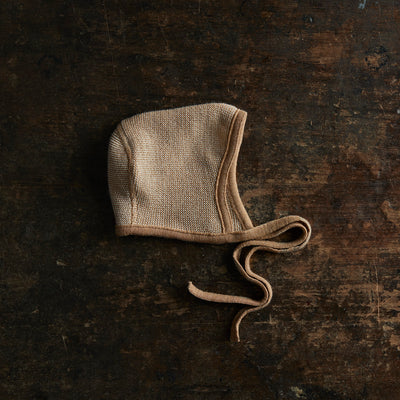 Baby Merino Wool Bonnet - Caramel/Natural