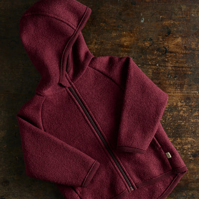 Baby & Kids Boiled Merino Wool Zip Jacket - Cassis
